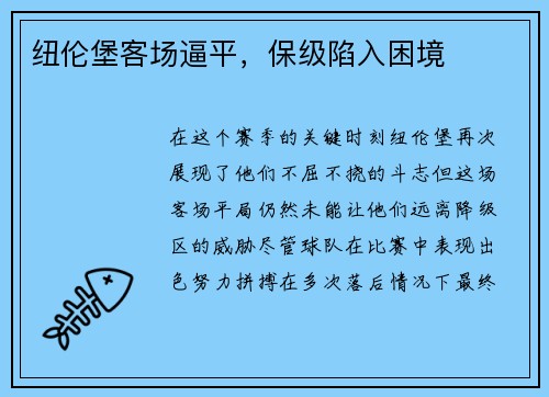 纽伦堡客场逼平，保级陷入困境